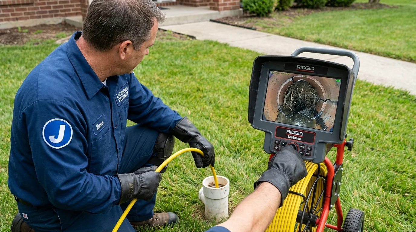 Sewer camera inspection being performed by Johns Plumbing LLC in Gibson