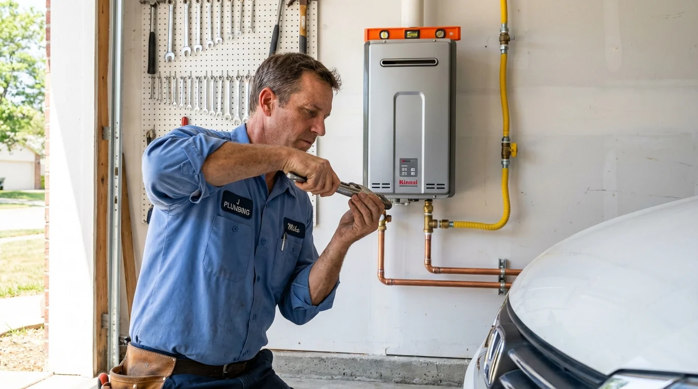 Tankless water heater installation by a Johns Plumbing LLC plumber in Gibson